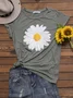 Casual Floral-Print Cotton-Blend Crew Neck T-Shirts