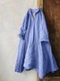 Vintage 3/4 Sleeve Plain V Neck Casual Weaving Dress