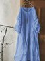 Women Daytime Vintage Plain Long Sleeve Casual Maxi Weaving Dress
