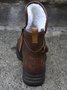 Brown Pu Low Heel Boots