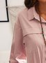 Pink Casual Linen Shift Shirt Collar Jumpsuit & Romper