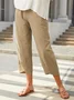 Women Solid Casual Linen Cotton Pants