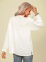 Long Sleeve Shift Plain V Neck Top