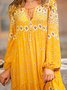 Floral Shift Long Sleeve Boho Weaving Dress
