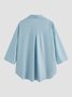 Shirt Collar Shift Cotton Long Sleeve Blouse