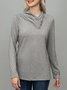 Women Casual Cotton Turtleneck Buttoned Shirt