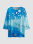 Printed Long Sleeve Crew Neck Casual T-shirt