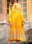 Floral Shift Long Sleeve Boho Weaving Dress