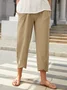 Women Solid Casual Linen Cotton Pants