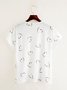 Heart Print Valentine's Day V Neck Fit Tunic Daily Casual Jersey Short Sleeve T-shirt