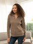 Plus Size Long Sleeve Plain V Neck Casual Sweater