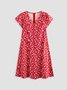 Women Floral Slim Pullover Short Sleeve Summer Dress Boho Dress