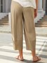 Women Solid Casual Linen Cotton Pants