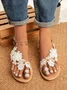 Women's Romantic Applique Lace Flower Decorative Elegant Wedding Flat Heel Sandals