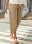 Women Solid Casual Linen Cotton Pants