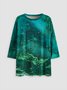 Printed Long Sleeve Crew Neck Casual T-shirt