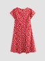 Women Floral Slim Pullover Short Sleeve Summer Dress Boho Dress