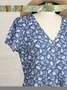 Women Floral Slim Pullover Short Sleeve Summer Dress Boho Dress