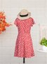 Women Floral Slim Pullover Short Sleeve Summer Dress Boho Dress