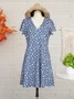 Women Floral Slim Pullover Short Sleeve Summer Dress Boho Dress