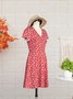 Women Floral Slim Pullover Short Sleeve Summer Dress Boho Dress