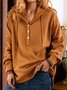 Khaki Long Sleeve Buttoned Sweatshirt