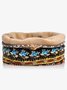 Women Vintage Stripe Print Beanie Outdoor Windproof Snow Hat