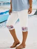 Plus Size Floral Casual Skinny Shorts