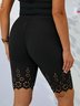 Plus Size Knitted Plain Casual Tight Leggings