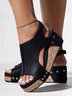 Rivet Hook and Loop Wedge Heel Sandals