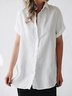 zolucky Women Short Sleeve Linen Casual Blouse