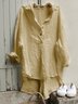 zolucky Women Tuxedo Linen Shirt Dress