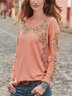 zolucky Round Neck Floral Casual T-shirt