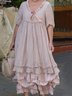 Pink V Neck Half Sleeve Weaving Dress