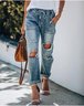 Blue Casual Drawstring Jeans