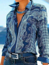 Holiday Long Sleeve Cotton Printed Blouse & Shirt