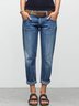 Blue Denim Washed Casual Patchwork Jeans