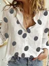Zolucky Women Cotton V Neck White Casual Blouse