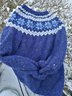 Blue Long Sleeve Tribal Sweater
