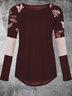 Floral-Print Long Sleeve Crew Neck Casual Top