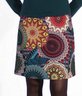Blue Geometric Floral-Print A-Line Work Skirt