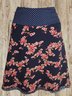 Dark Blue Printed Vintage Casual A-line Skirt