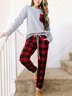 Women's Cotton-Blend Long Sleeve 2 Piece Sweatshirt & Sweatpants Home Suit