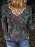Printed Floral V Neck Long Sleeve Tops