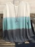 Multicolor Color-Block Long Sleeve Crew Neck Casual T-shirt