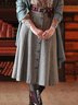 Gray Vintage Casual Buttoned A-Line Skirt