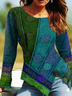 Printed Casual Long Sleeve Shirt & Top