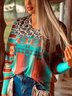 Geometric Casual Long Sleeve Shift Top