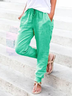 zolucky Solid Drawstring Casual Linen Pants Women Trousers