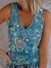 Boho V Neck Paisley Cotton-Blend Tank & Cami